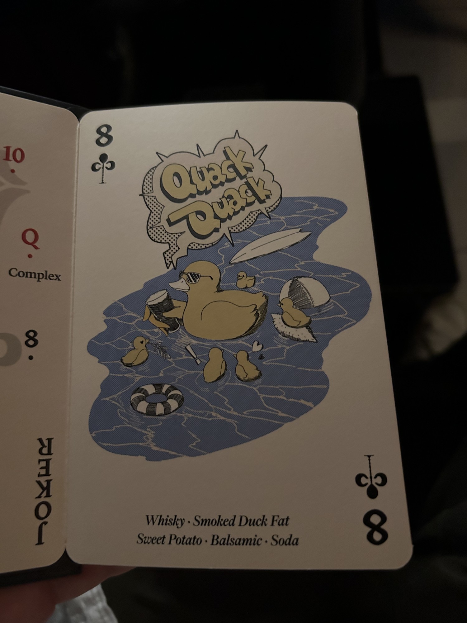 Alice Cheongdam playing-card cocktail menu